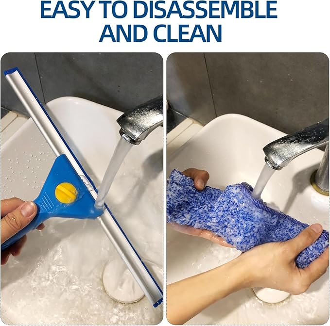 Professional Window Cleaning kit, 2-in-1 Window Squeegee with 78" Extension Poles, Suitable for Indoor & Outdoor Windows, High Glass, High Windows, Multi-Purpose Car Windshield Cleaning