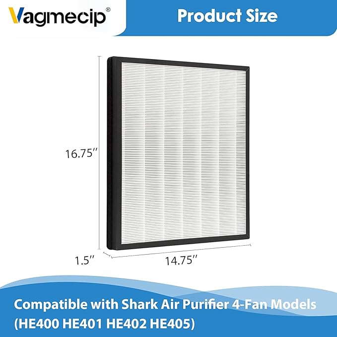 （2 Packs）HE401 Filter Replacement for Shark Air Purifier 4 Compatible with Shark HE400 HE401 HE402 HE405 Filter Replacement, HE4FKPET, 2Pack