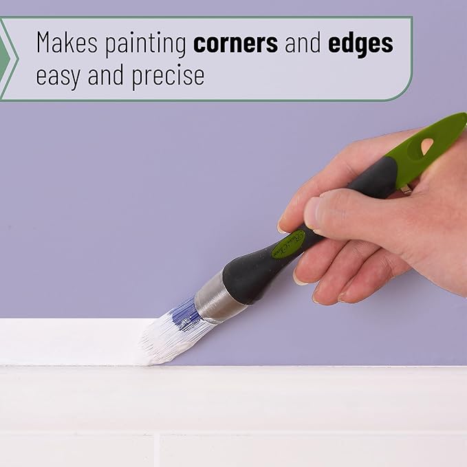 Bates- Trim Paint Brush, 0.75" Inch, Black & Green Handle, Trim Brushes for Painting