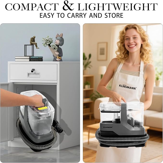 Couch & Upholstery Cleaner Machine, Portable Carpet Cleaner Machine with 17KPa Powerful Suction, Small Handheld Carpet Shampooer for Deep Cleaning Car Seat, Sofa, Furniture, Rug, Spot & Pet Mess