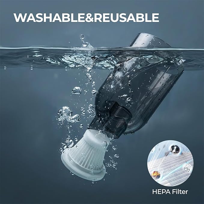 EV1395 Cordless Handheld Vacuum Cleaner - 75W 12000Pa Strong Suction, 14-24min Runtime, 0.14L Dust Bin, Multi-Accessories for Stairs, Floors & Narrow Spaces