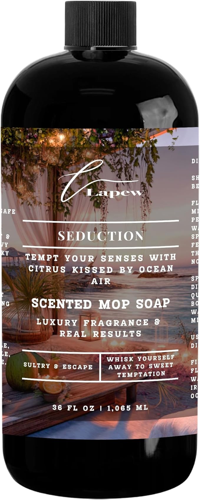Luxury Floor Cleaner, Scented Mop Soap Concentrate | Hard Floor Cleaner for Tile, Vinyl, Laminate, LVP & Sealed Hardwood | Low-Foam, Streak-Free | 36 oz | Seduction
