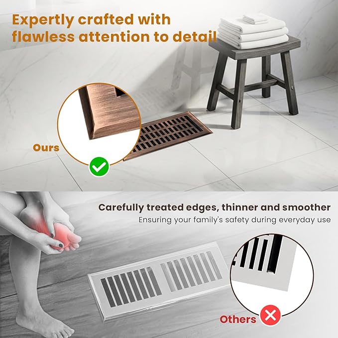 Empire Register Co, Vent Cover - 4x10 inch, Modern Contemporary Design, Antique Copper Finish, Heavy Duty Floor Vent Covers, Metal Damper Attached Vent Covers for Home Floor only
