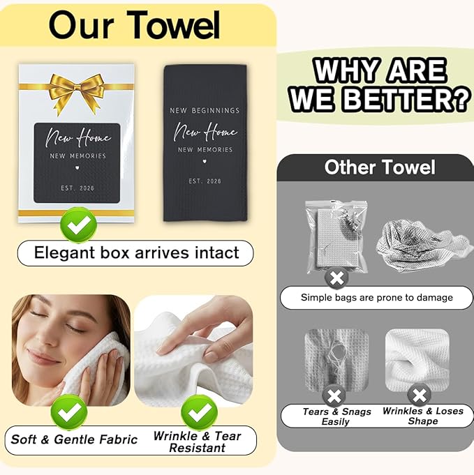 New Home Gift Kitchen Towels with Saying, Funny Decorative Hand Towel, Housewarming Gift Ideas for New Homeowners, Cute Funny Hand Towels Bathroom Kitchen 16x24 Inch-b04