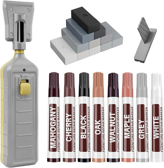 Vinyl Laminate Floor Repair kit with Heat Pen, Linoleum Hardwood Floor Scratch Repair - 11 Colors Floor Wax Wood Marker Restore Scratches, Cracks, Stains,Holes for Wooden Door, Floor, Cabinet, Table