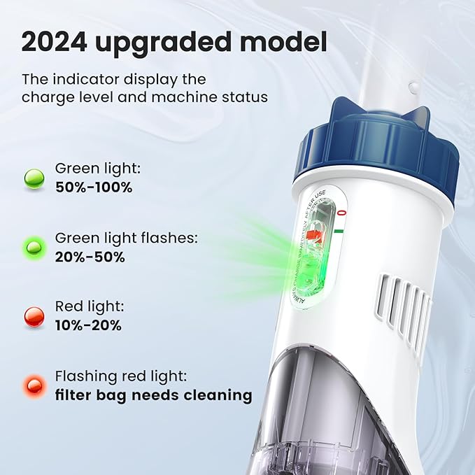 Enhulk Rechargeable Handheld Cordless Pool Vacuum for Above Ground Pool and Inground Pool(2025 Upgraded),60-Minute Runtime,Powerful Suction up to 18.5 gallons/min, Efficient Leaf and Debris Removal