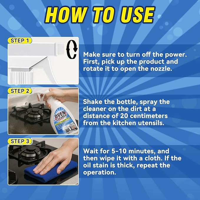 Heavy Duty Stove and Oven Cleaner Kit, Includes Cleaning Tool, Razor, Scraper and 1 Pad to Remove Tough Stains - Use on Gas, Electric, Ceramic Surfaces, 4 Piece (16.9, Fluid Ounces)