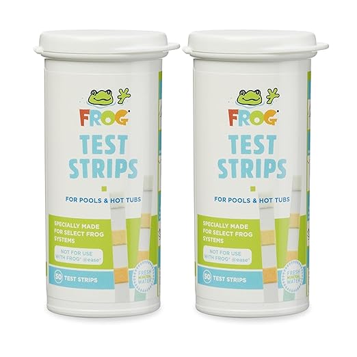FROG Test Strips for Pools and Hot Tubs - Accurate Indicator for Free Chlorine or Bromine Levels, pH, Total Alkalinity and Total Hardness - Easy Water Testing - 50 Test Strips - 2 Pack