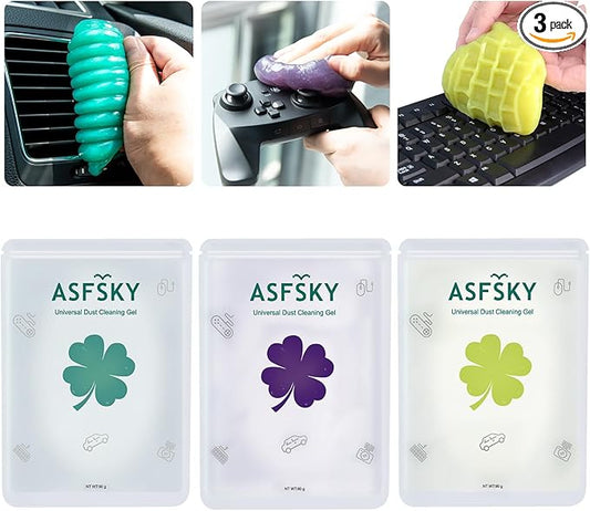 ASFSKY Cleaning Putty Car Cleaning Gel for Car Detailing Car Slime Cleaner Dust Cleaning Mud Universal Cleaning Gel for Vents, Dashboard, Car Cleaning Putty 3 Pack