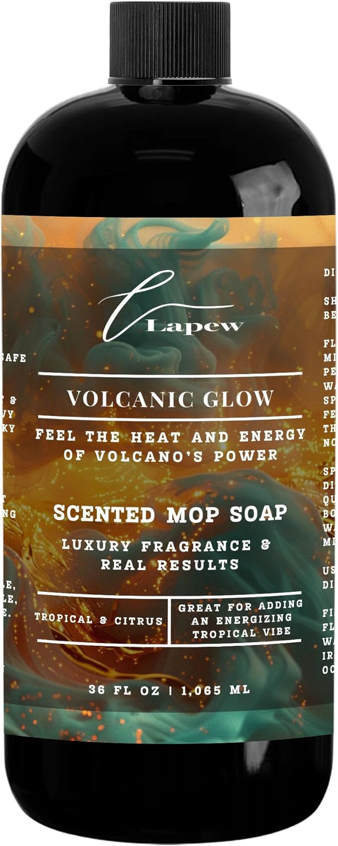 Luxury Floor Cleaner, Scented Mop Soap Concentrate | Hard Floor Cleaner for Tile, Vinyl, Laminate, LVP & Sealed Hardwood | Low-Foam, Streak-Free | 36 oz | Volcanic Glow