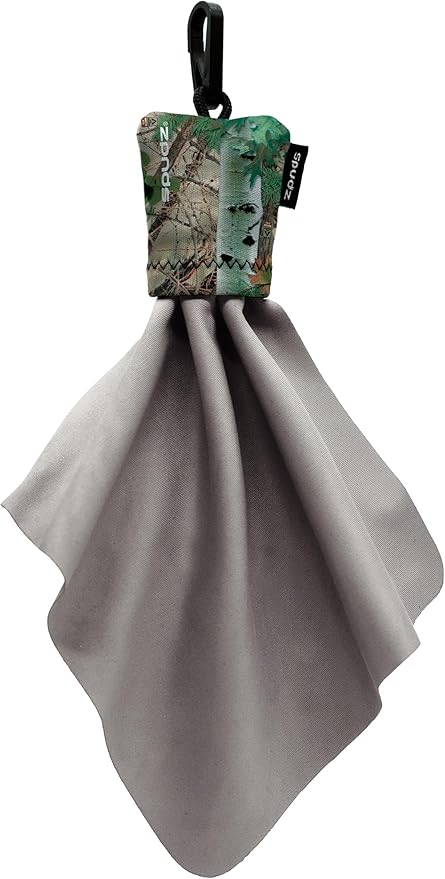 SPUDZ Classic Microfiber Lens Cleaner – Clip-On Pouch, Washable – for Binoculars, Scopes, Glasses, Screens | Alpine Mountain Camo, 6 x 6 Inch