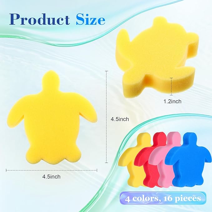 Boao 16 Pieces Oil Absorbing Sponge for Hot Tub Swimming Pool and Spa(Turtle,Multicolor)