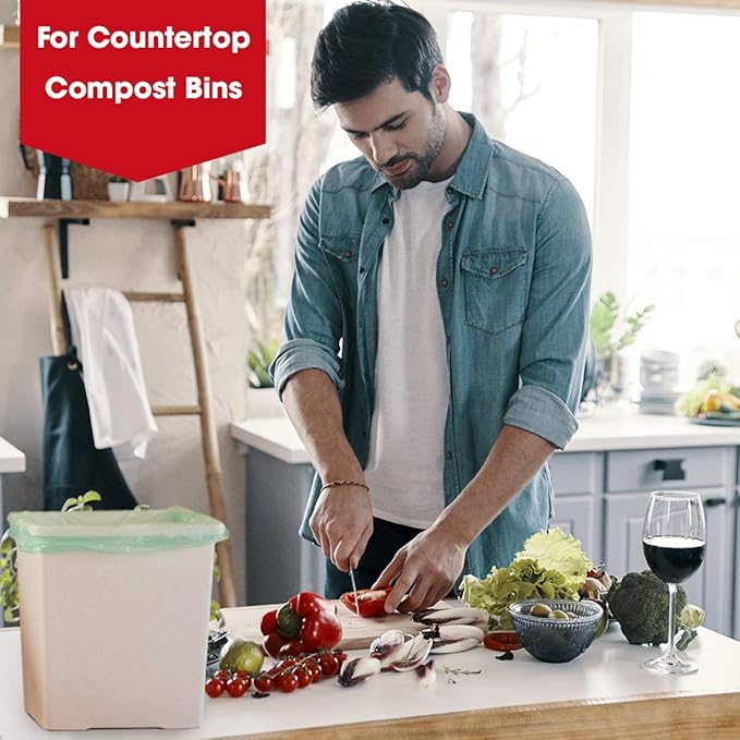 Compost Bags, Compostable Trash Bags 2.6 Gallon Compostable Bags, Small Compost Bags for Countertop bin Extra Thick 0.71 Mil. ASTM D6400 Certified By BPI and TÜV AUSTRIA (2.6 Gallon, 200 Units)