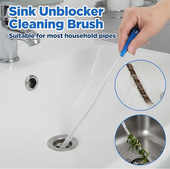 Shower Drain Cleaner Brush, 2 Pcs 18.11inch Shower Drain Clog Remover Tool for Hair Remover, Sink Cleaning Tool, Sink Brush, Plumbing Cleaning Tools for Kitchen & Bathroom