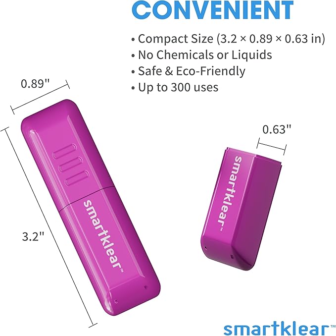 CarbonKlean SmartKlear Smart Phone Screen Cleaner - Compatible with iPhones, Androids, and More - Cleaner with Carbon Microfiber Tech-Injected Purple-1 Count (Pack of 1)