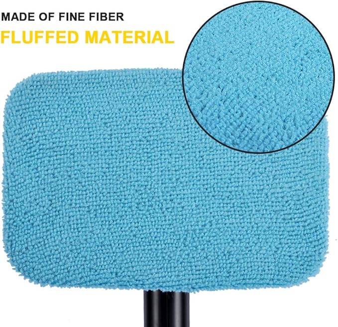 Car Care Microfiber Cloths for Windshield Cleaning Tool, Windshield Cleanner Wand Replaceable Glass Cleaning Bonnets, Interior Auto Window Cleaner Washing Pads, Fit 5”, Blue, 5 Pack