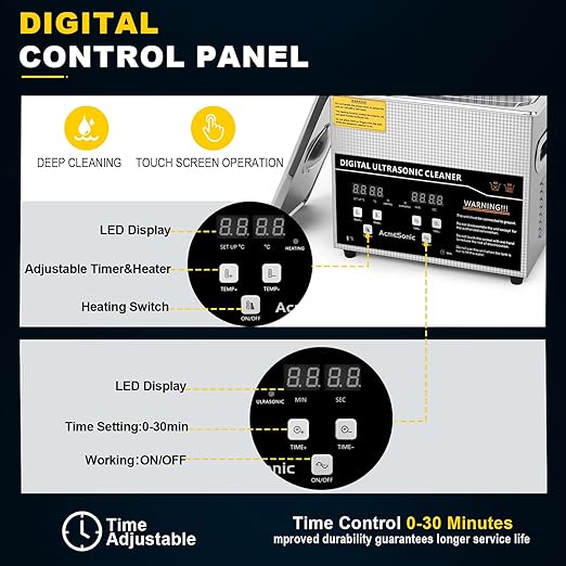 Ultrasonic Machine 3L Digital Ultrasonic Parts Cleaner with Timer 40kHz SUS 304 Stainless Steel Lab Sonic Cleaner for Professional Tools,Metal Parts,Jewelry,Eyeglasses