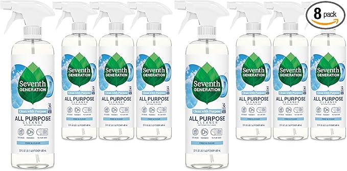 Seventh Generation All Purpose Cleaner, Biodegradable Formula, Free & Clear, 23 oz (Pack of 8)