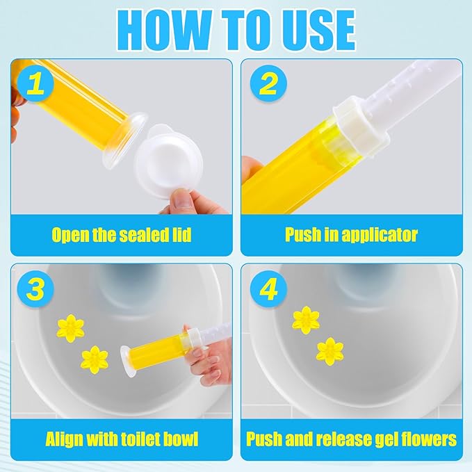 4 Pack Toilet Gel Stamp, 48 Stamps 4 Kinds Of Scent Toilet Bowl Cleaner Gel, Long-Lasting Flowers Shaped Bathroom Freshener, Keeps Toilet Fresh Fragrant and Clean