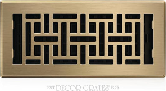 Decor Grates AJH410-A Oriental Floor Register, 4x10 Inches, Antique Brass Finish