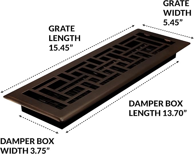 Decor Grates AJH414-RB Oriental Floor Register, 4x14 Inches, Rubbed Bronze Finish