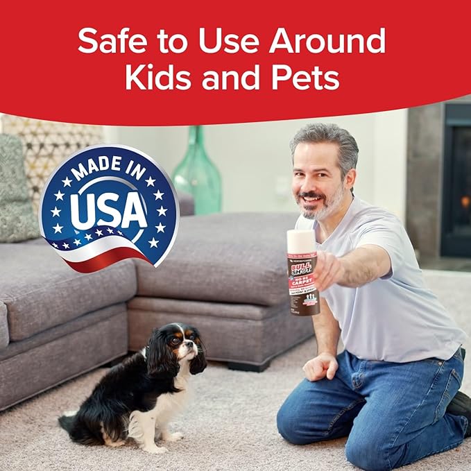 Horsepower Bull Shot Carpet Spot & Stain Remover, AS SEEN ON TV, Made In USA, Just Point & Spray, Stain-Lifting Foam-Action, Pet Stains & Odors, Coffee, Soda, Wine, Grease, New & Old Stains & More