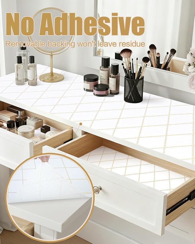 Shelf Liners for Kitchen Cabinets Non-Adhesive, Non-Slip Thickened Shelf Paper Waterproof Washable for Drawer Dresser Pantry Shelve Bathroom Protector Liner