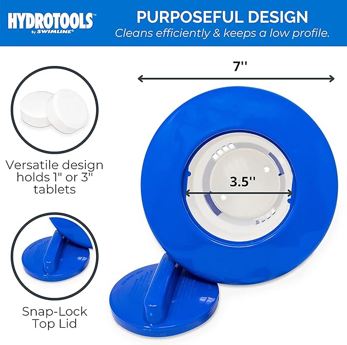 HYDROTOOLS BY SWIMLINE 8725 Large Capacity Pool & Spa Chemical Dispenser | Compatible With Bromine & Chlorine Supports 1-3’’ Tablets | Adjustable Control Ring For Customizable Flow Rate