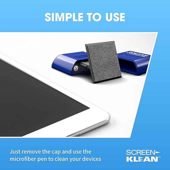 CarbonKlean ScreenKlean Tablet Screen Cleaner - Compatible with iPad, Android & Amazon Tablet - with Carbon Microfiber Tech-Injected Blue-1 Count (Pack of 1)