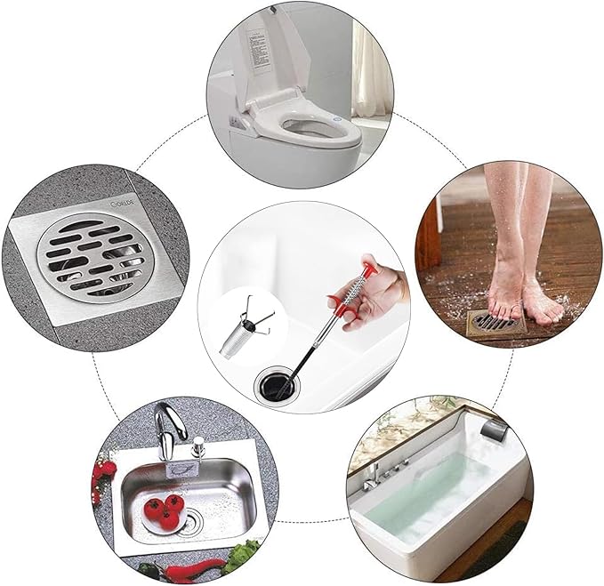 Drain Snake,61 inch Flexible Grabber Claw Pick Up Reacher Tool,Drain Clog Remover - Gutter Cleaning Tools for Home Sink, Bathroom Tub,Drain, Toilet, Tight Spaces