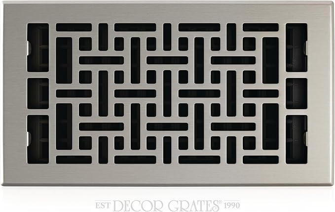 Decor Grates AJH612-NKL Oriental Floor Register, 6-Inch by 12-Inch, Nickel