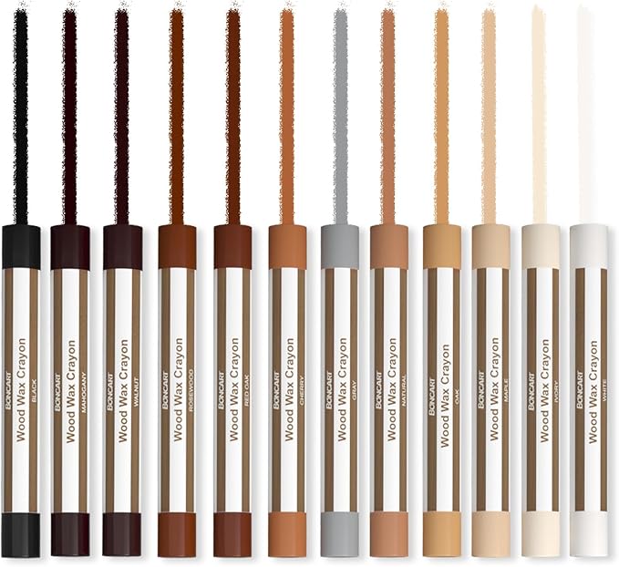 Wood Filler Sticks,12colors Wood Wax Crayons for Repairing Scratches, Scuffs, Cracks, and Nail Holes on Wood Furniture, Floors, Cabinets, Tables, and Doors