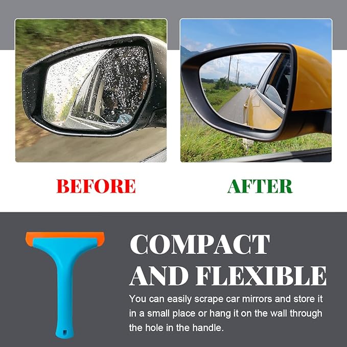 Small Silicone Window Squeegee, Car Windshield Silicone Squeegee, Auto Windshield Water Blade Scraper with 5.9 Inch Blade and Non-Slip Handle for Window, Mirror, Glass Door (Blue)
