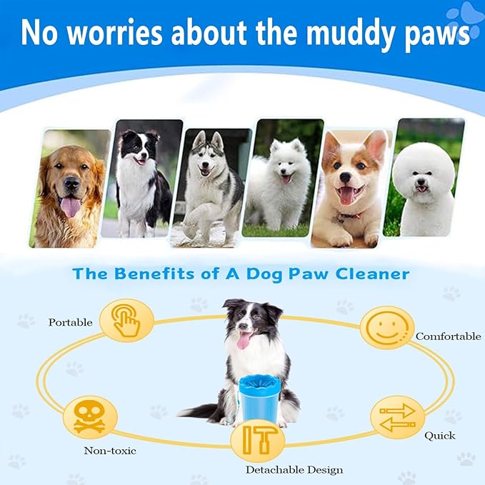 Dog Paw Cleaner,Paw Cleaner for Dog,Pets Foot wash Cup-Dog wash paw Cup-Pet Foot Cleaner for Small Medium Breed Dogs/Cats Pet Clean Paws Miracle Tool(with 1 Towel& 1Brush)