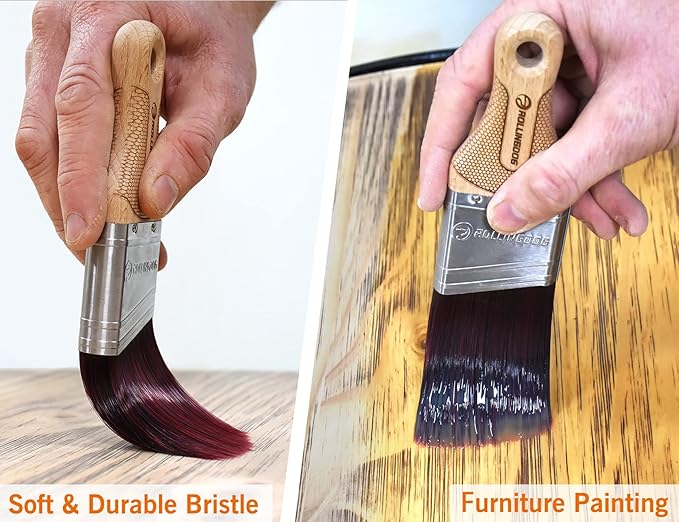 ROLLINGDOG 2 Inch Trim Brush - Short Handle Angled Paint Brush for Painting Walls, Furniture, Cutting in, Trim, Detail Painting