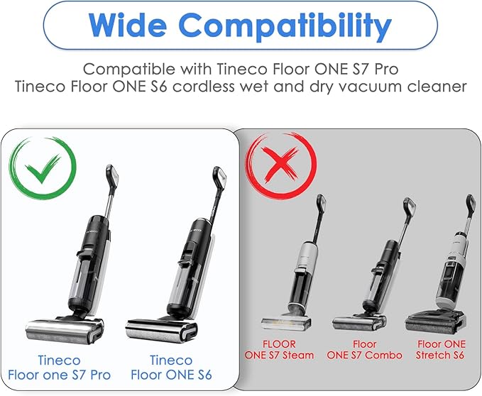 (4 Pieces) Floor ONE S7 Pro HEPA Filters Compatible With Tineco Floor ONE S6/ iFloor 5 Breeze Complete Wet Dry Vacuum Cleaner, Replacement Parts (Note: Not compatible with Floor ONE Stretch S6)