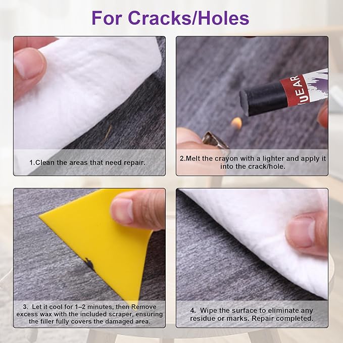 Wood Repair Wax Crayons & Filler Sticks Kit (20 Colors), Fix Scratches, Holes, Cracks on Furniture, Wood Floors, Cabinets, Stairs, Touch Up Markers for Hardwood & Carpentry (Gray Series)