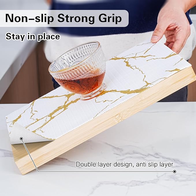 Drawer and Shelf Liner for Kitchen Cabinet,Non-Adhesive Cabinet Liner 24in x 10FT,Waterproof Shelf Paper Non-Slip Mats Cupboard Liners Contact Protect Dresser/Shelves/Table-Gold Marble