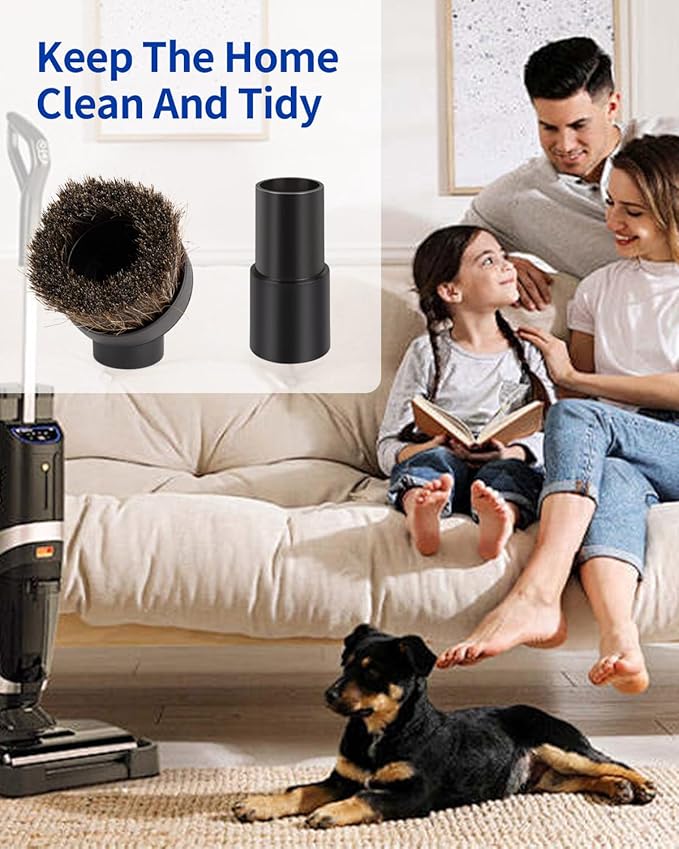 Round Horse Hair Brush Vacuum Attachment for Shark Vacuum Brush Attachment with 1-1/4” to 1-3/8” Adapter, For Shark Vacuum Attachments, for Dusting Car Seats & Upholstery, 2 Pack