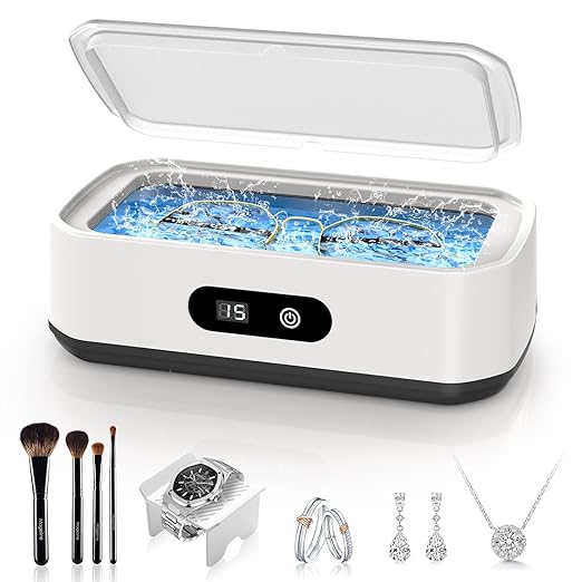 2026 Upgrade Ultrasonic Jewelry Cleaner, 50khz Large Capacity Ultrasonic Cleaner for Jewelry, Ring, Eyeglasses, Watch Strap&Dentures, Five Cleaning Modes, 304 Stainless Steel, Gift for Wife, Mom