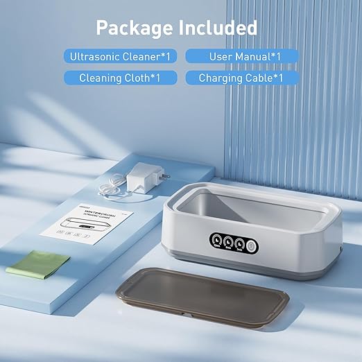 WINTERCRUSH Jewelry Cleaner Deep Cleaning Machine -50KHz Ultrasonic Retainer Cleaner for Tooth- 650ML Dental Cleaning Pod for Dentures/Mouth Guards/Eyeglasses-3 Timers