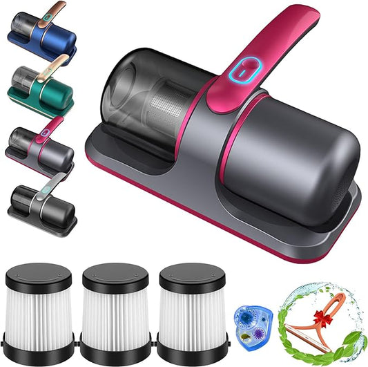 Pure Sleepy, Puresleepy Pro Bed Vacuum, Pure Sleepy Handheld Vacuums, Cordless Handheld Vacuums for Mattres, with Washable Filter (Red)