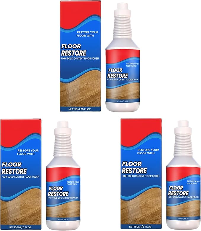 Floor Restore Cleaner & Polish, Hardwood Floor Restorer and Shine Enhancer for Tile, Laminate, Vinyl and Bamboo Floors, Multi Surface Floor Renewal Cleaner with Protective Finish (3pcs)