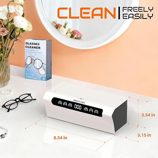 Ultrasonic Jewelry Cleaner, 45KHz Ultrasonic Cleaner Machine with 4 Cleaning Modes, 16.9oz Capacity, Digital Touch Control with Cleaning Tablets for Jewelry, Eyeglasses, Rings, Retainers, Watch Straps