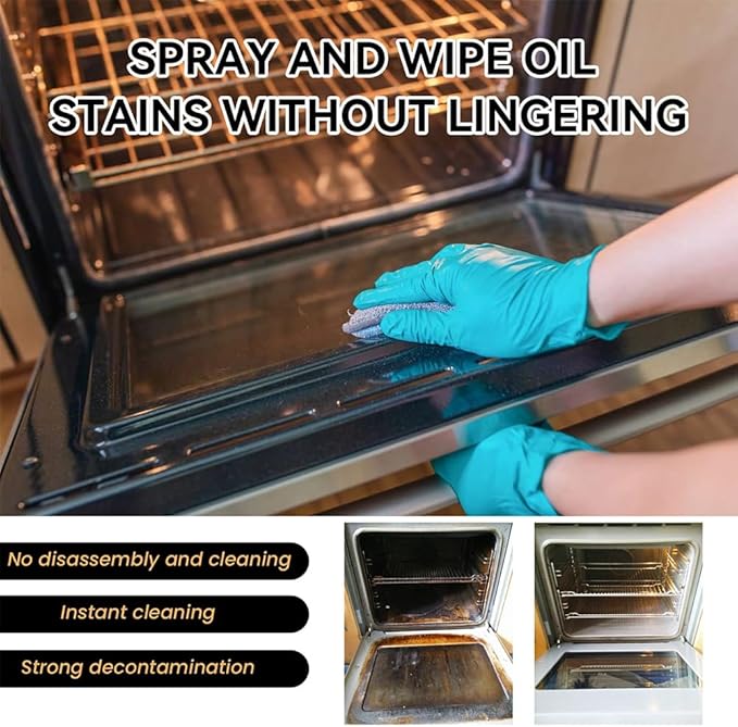 Oven and Grill Cleaner Spray, Greasy Dirt Clean Spray, Multifunctional Powerful Kitchen Degreaser Foam Cleaner, for All Kitchen Surfaces – Ovens, Grills, Frying Pans, Range Hoods, And Barbecues (2pcs)