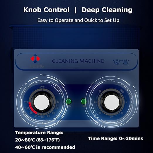 22L Ultrasonic Cleaning Machine 40kHz Knob Control Heated Sonic Cleaner Machine for Carburetor Parts (Basket Included)
