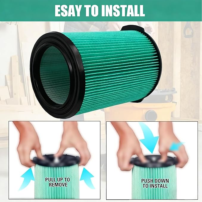 2 Pack VF6000 5-Layer Pleated Replacement Vacuum Filter Compatible for Rigid Shop Vac 5-20 Gallon Wet/Dry Vacuums,Fit for Husky 6-9 Gallon Vacs
