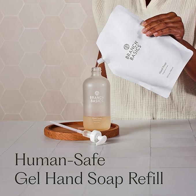 Branch Basics Gel Hand Soap Refill – 32oz Pouch | Plant & Mineral-Based Formula with Aloe, Chamomile & Meadowfoam Oil | Fragrance-Free, Gentle & Safe for Sensitive Skin
