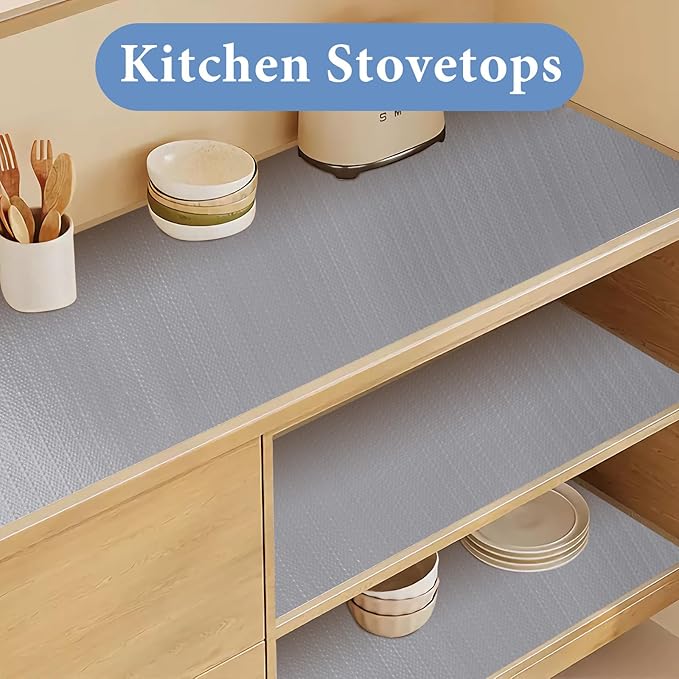 Shelf Liners for Kitchen Cabinets Non Adhesive Drawer Liner 23.6in x 20FT Pure Grey Thickened Shelf Liner Strong Non-Slip Easy to Clean for Tool Box Refrigerator with Knife and Tape Measure