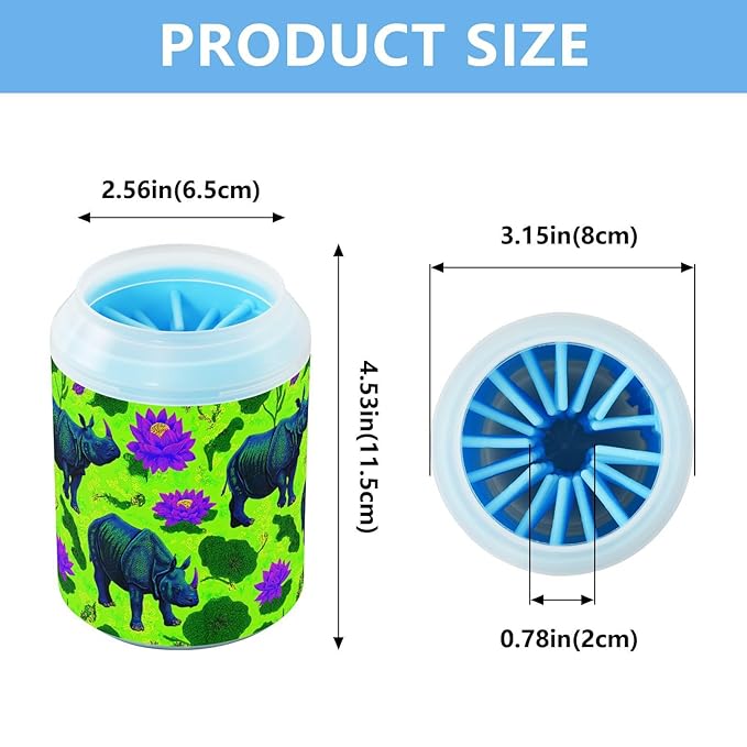 Dog Paw Cleaner Cups for Dogs Pet Foot Washer Paw Scrubber for Small Medium Large Dogs Cats Cleaning Cup Green Rhinos Purple Lotus